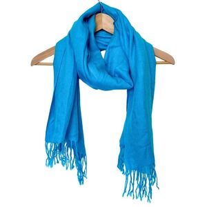 Aqua Blue Lightweight Soft Tassel Fringe Wrap Shawl Scarf